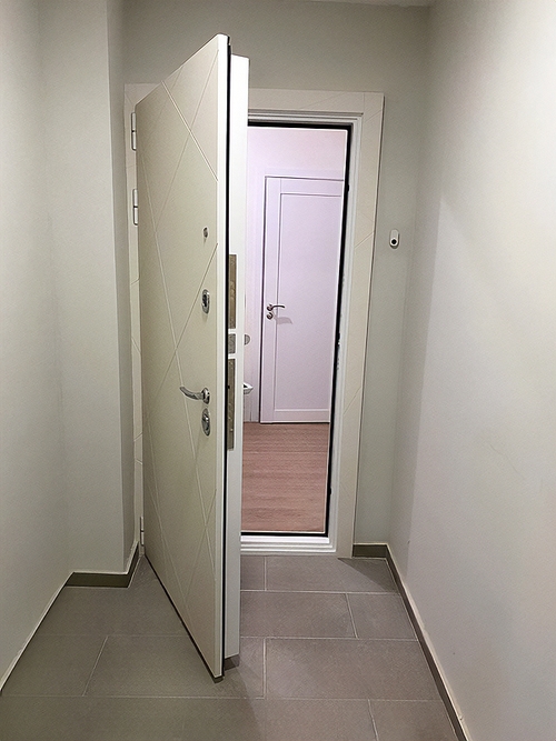 Дверь МДФ в квартиру с зеркалом