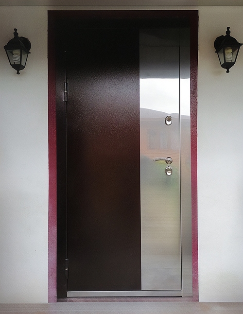 Дверь с нержавеющей полосой