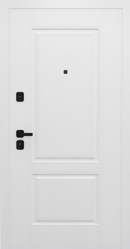 Входная дверь с белыми окрашенными панелями МДФ и скрытыми петлями