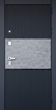 Квартирная дверь с отделкой МДФ антрацит со вставкой ПВХ